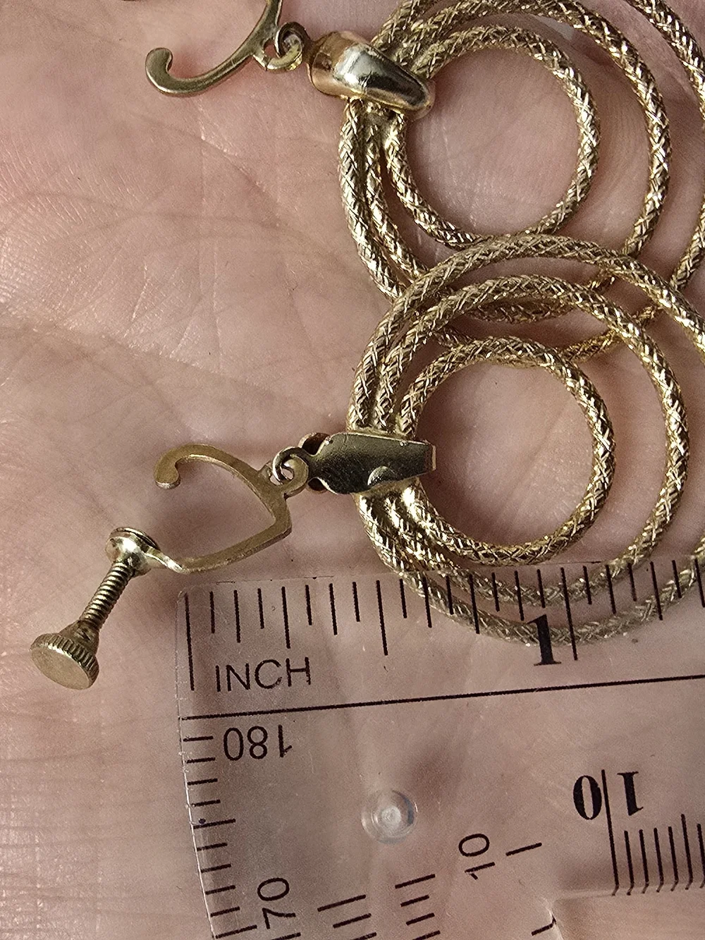 Gold Tone Triple Hoop Drop Earrings - Women's Jewelry Screw Back